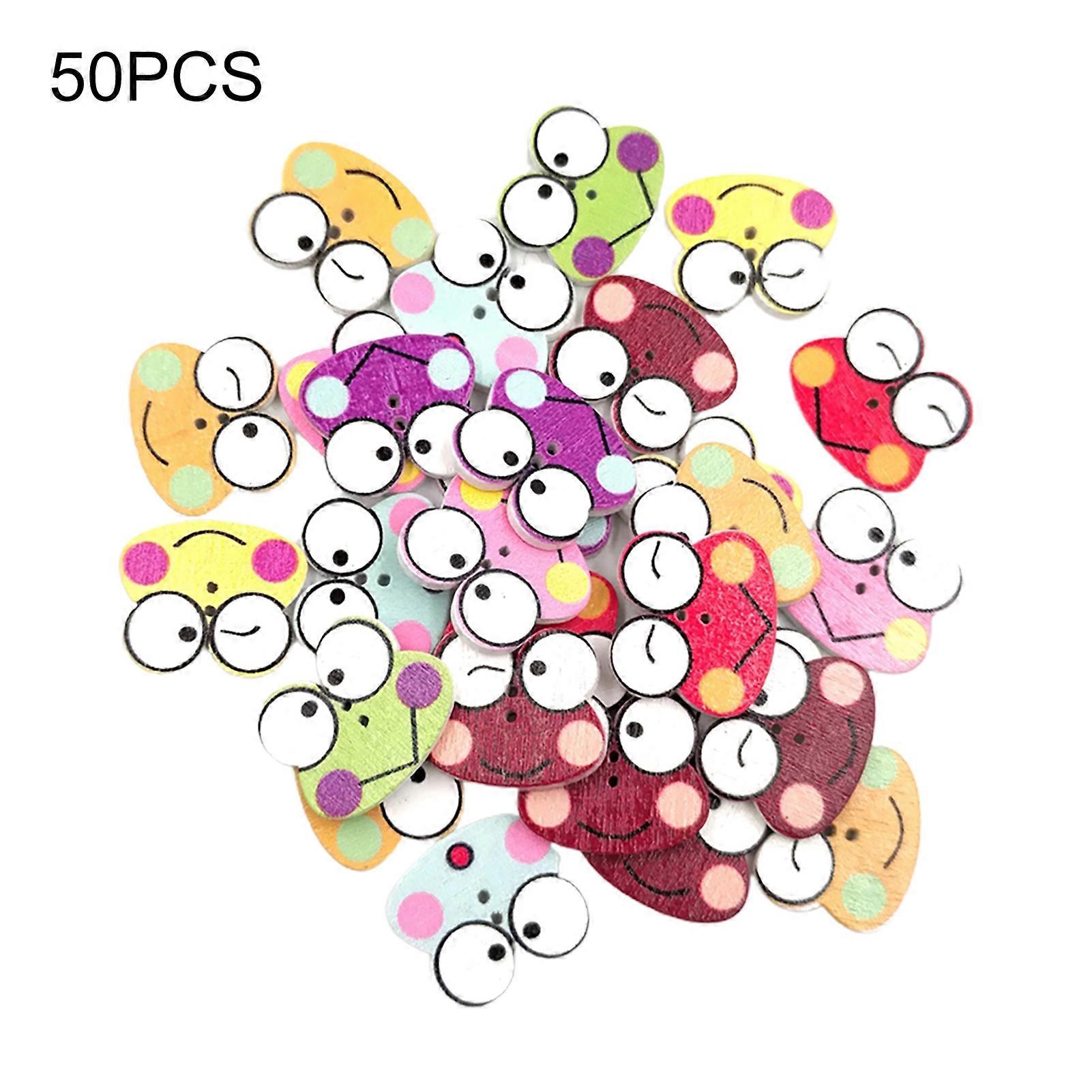 50Pcs Buttons DIY Craft Durable Wooden Wooden Cartoon Buttons for Sewing