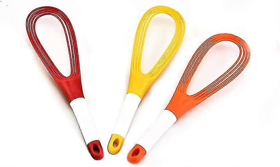 3 Pieces Silicone Whisk 2 In 1 Foldable Whisk Hand Whisk Kitchen Utensils For Mixing