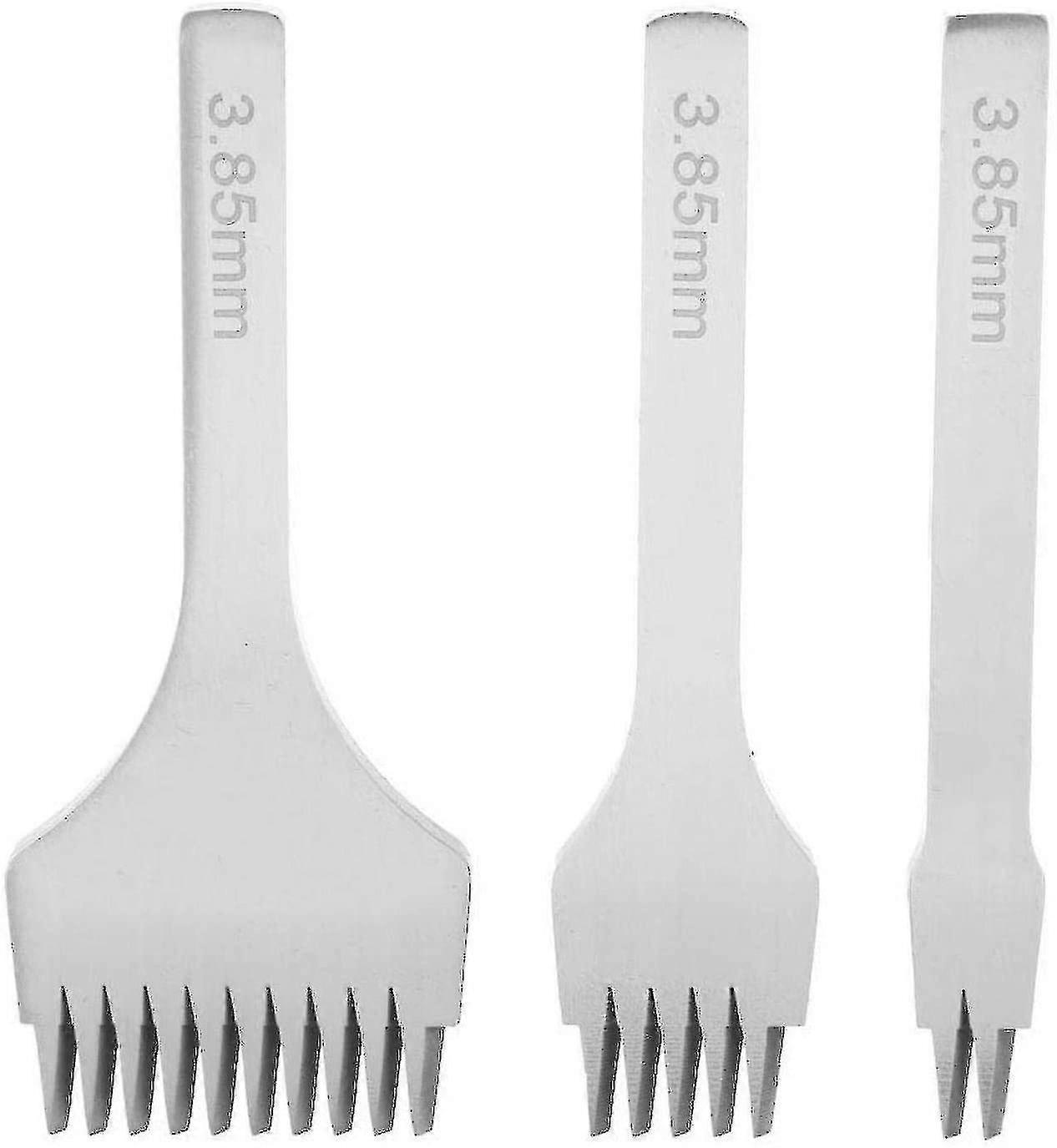 3 Pcs Leather Craft Hole Punch, White Steel Sewing Scissors Set Leathercraft Kits, 2/5/10 Teeth-2.7mm-