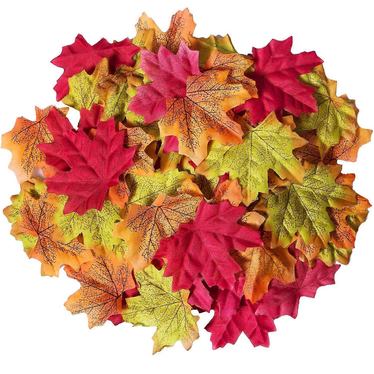 50Pcs Artificial Fall Autumn Maple Leaves Multi Color Simulation Maple Leaf Table Scatter For  Parties Decorations