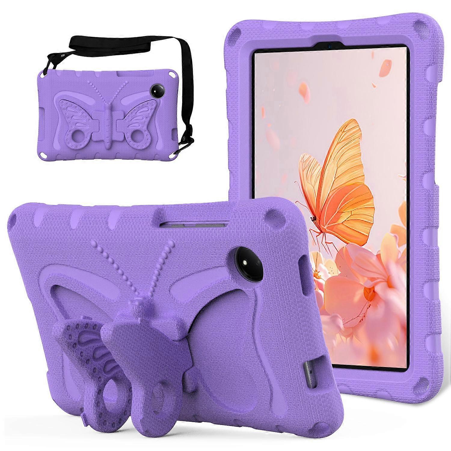 Para Xiaomi Redmi Pad SE 4G 8,7 polegadas Capa Borboleta Suporte EVA Capa Para Tablet Com Alça De Ombro