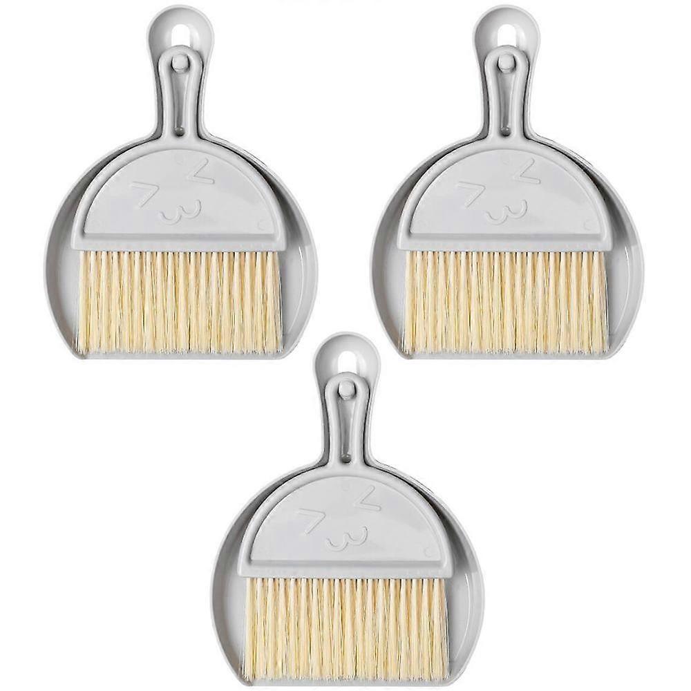 Small Dustpan and Brush Set Mini Dustpan and Brush Set Three-Piece Small Broom and Dustpan Set Soft Bristled Broom Dustpan for Cleaning