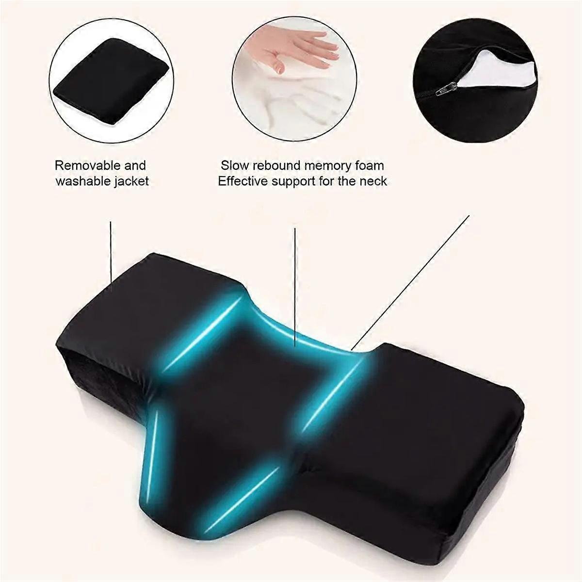 Önshalskudde för fransförlängning Ergonomisk franskudde Minnesskum Fransbäddkudde + Sidoficka Ergonomisk kurva Grå