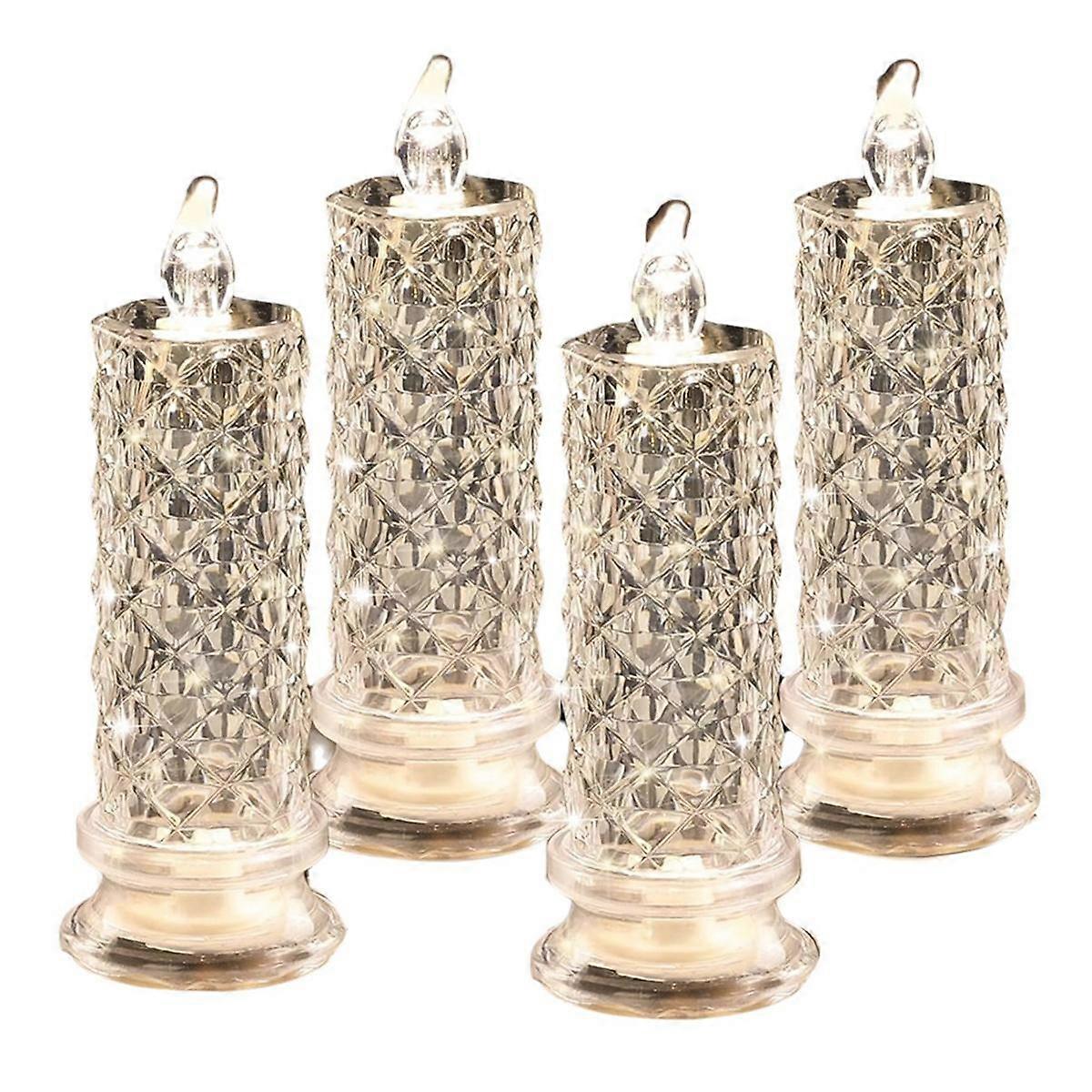 Rose Shadow LED Flameless Candles, 4PCS Romantic Battery Operated Candles Led Pillar Candles for Va