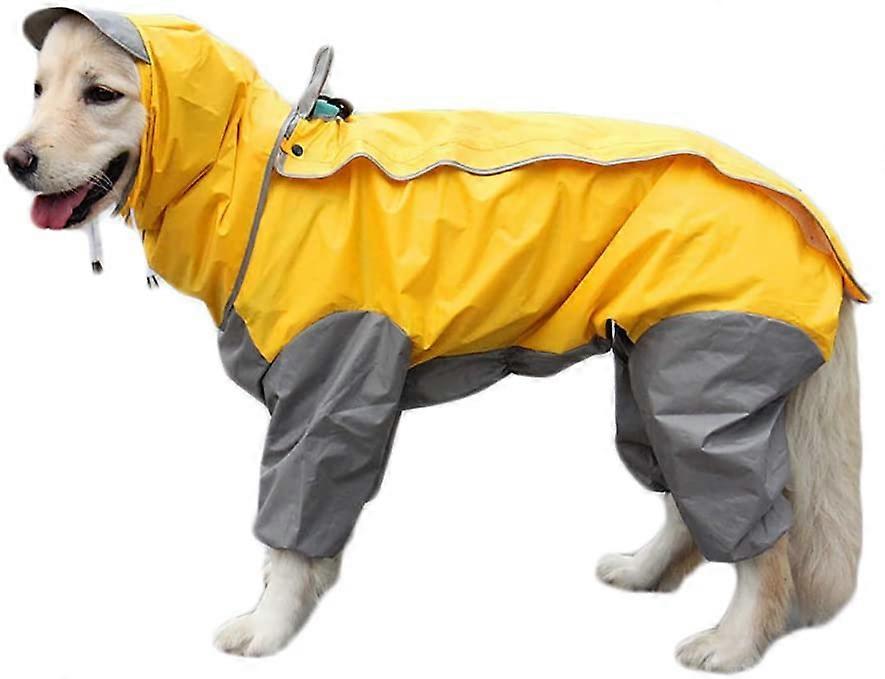 Yellow Dog Raincoat with Detachable Hoodie, Drawstring Coat, 10 Sizes