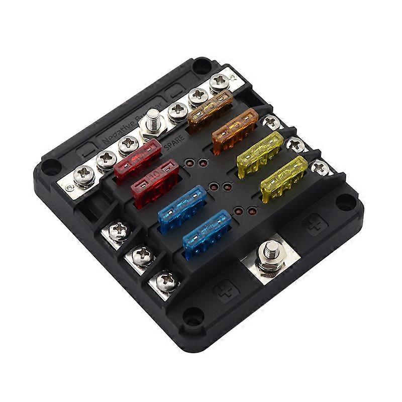 6 Way Fuse Box, Fuse Blocks Blade Car Fuse Holder Box With Led Indicator With Ne %