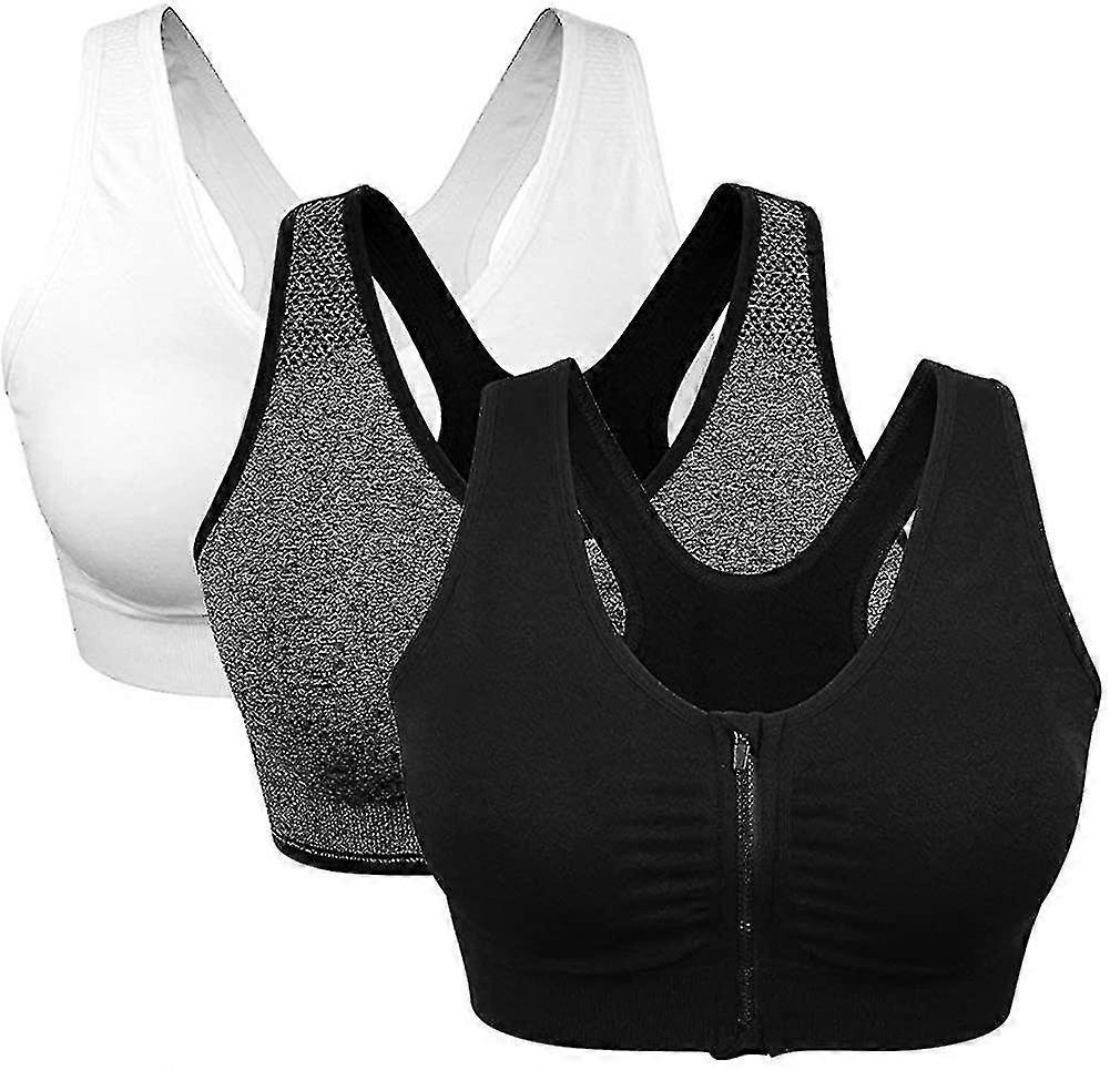 Women's Zip Front Sports Bra Wireless Post-surgery Bra Active Yoga Sports Bras