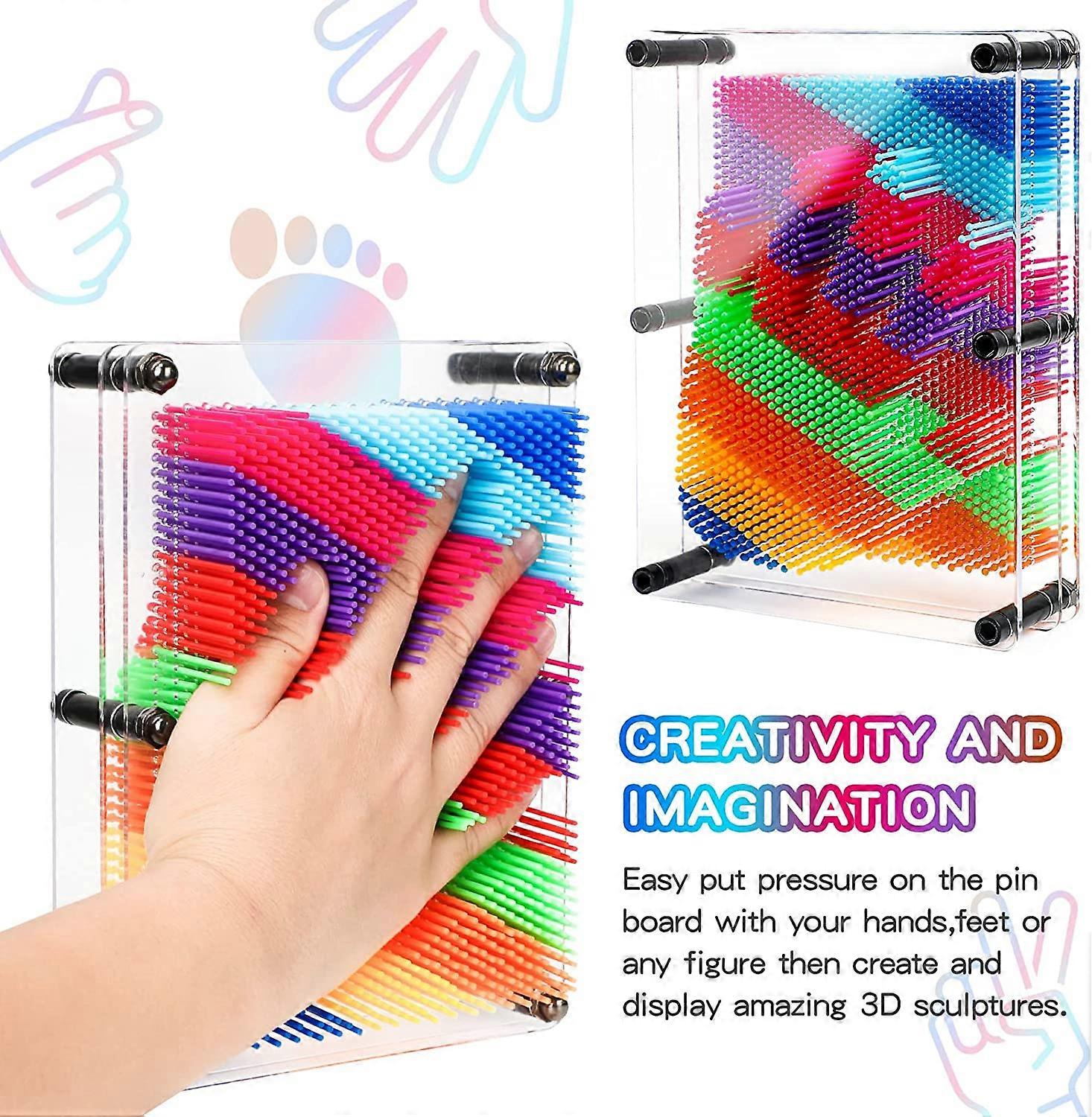 Juguete De Pines 3D Azul Claro – Tablero De Plástico De 14.7x19.8x4 Cm – Crea Esculturas Con Manos, Cara U Objetos – Ideal Para Niños De 6 Años En Adelante – Regalo Creativo