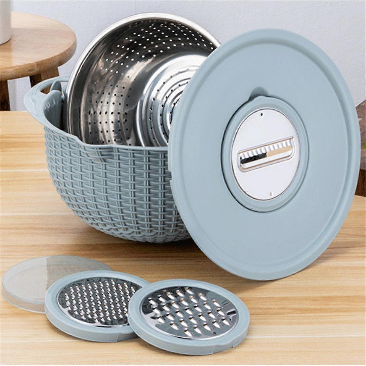 Colander with Mixing Bowl Grater Set Colander Bowl Fruit Strainer Bowl Colanders&Food Strainers Rotatable Kitchen Bowl-A