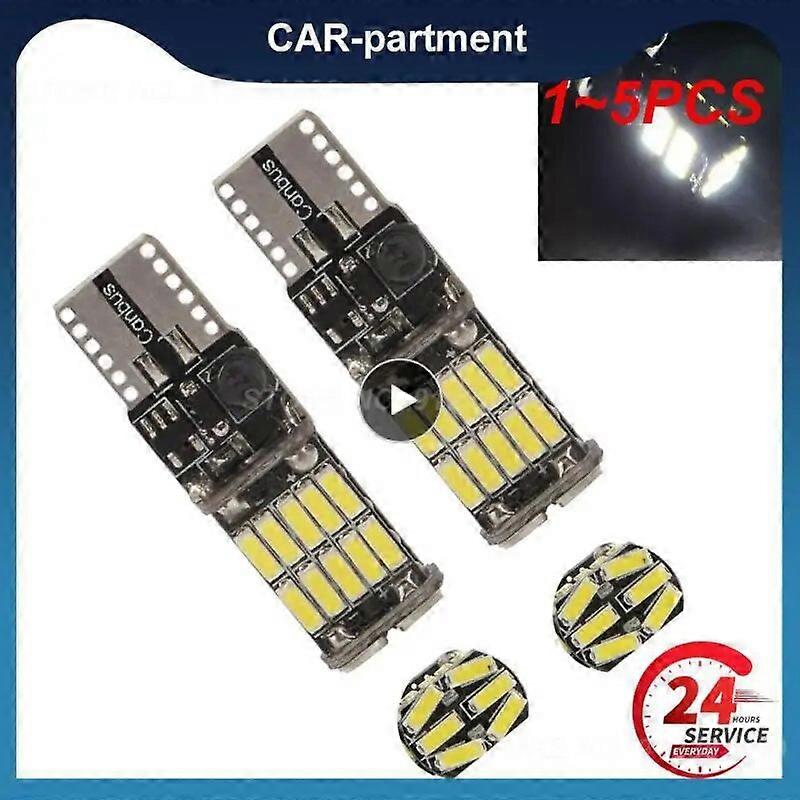 1~5PCS Signal Lamp 1200Lm T10 W5W LED Canbus Bulbs 4014 26SMD Instrument Lights White 12V 7000K LED Reversing Lights 12V lde