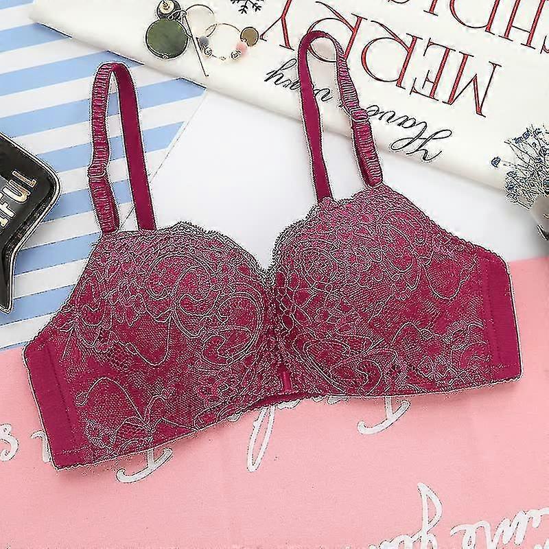 Fash Casual Button Back BH Set Spets Inga fälgunderkläder Push-up Adjable BH
