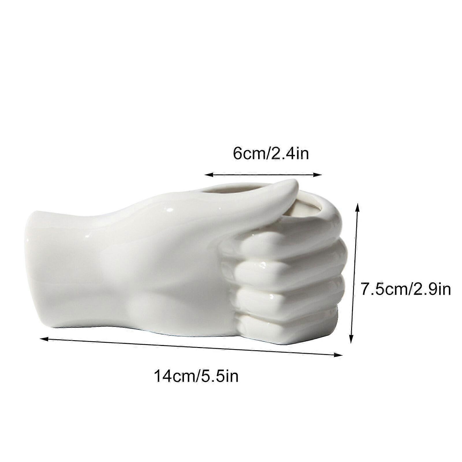 Ceramic Hand Vase, Modern Design, Desk/table Decor, White, 14cm/19cm