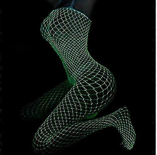 Glow In The Dark Fishnet Bas Leggings, Luminous Glowing Fishnet Socks Tights High Waist White Fishnet Tights pour femmes