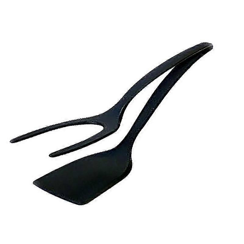 Silicone Spatula Frying Egg Clip Flip Spatula (black) (1pcs)