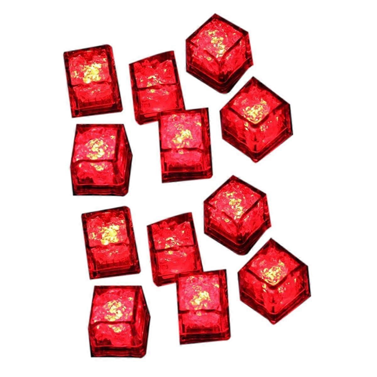 12PCS Waterproof LED Ice-Cube Flashing Glow in the Dark Light Up for Bar Club Drinking Party Decora