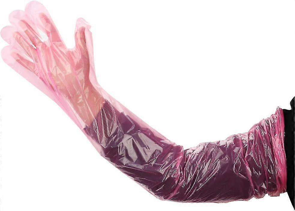 Althee قفاز طويل يمكن التخلص منه بطول 35 بوصة ، 100 لكل صندوق قفازات فيلم بلاستيكي ناعم ذراع طويل بيطري