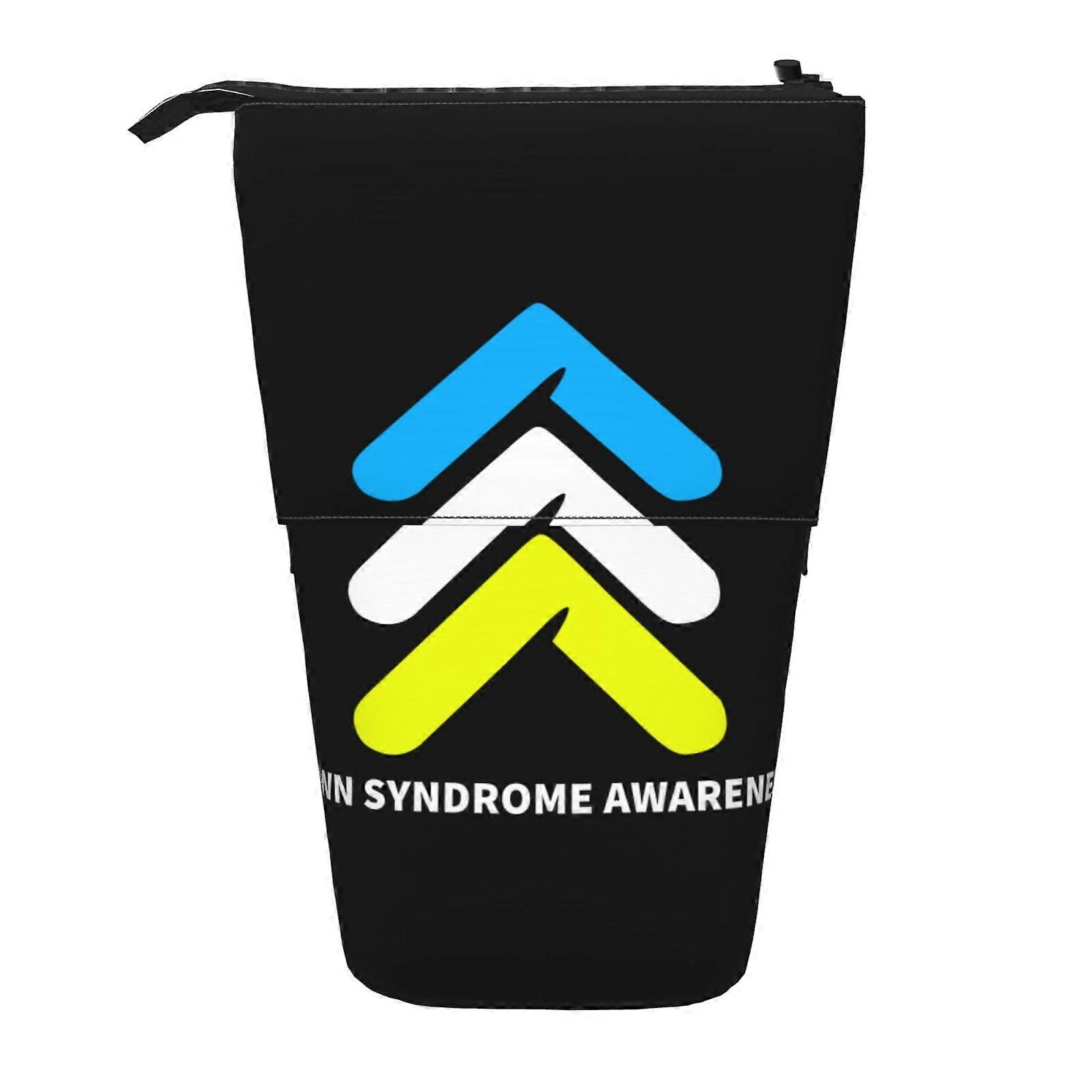 متلازمة داون التوعية الشهر مقلمة الوقوف حقيبة قلم رصاص تلسكوبي مقلمة مع سحاب حقائب ماكياج محمولة