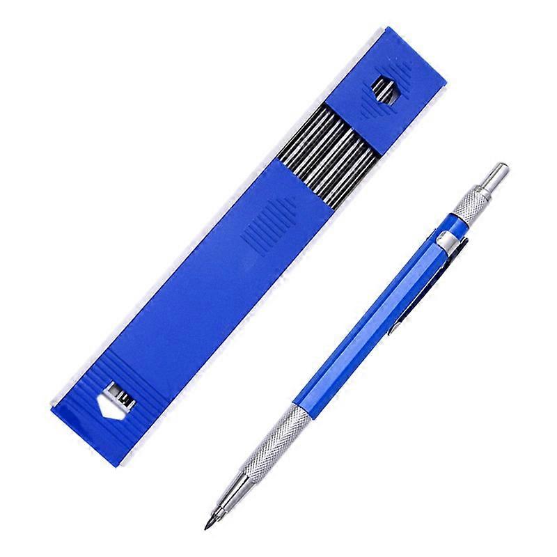 2.0mm Mechanical Pencil Lead Pencil for Draft Drawing Carpenter Crafting Art Sketching with 12 Pcs Refill - Blue