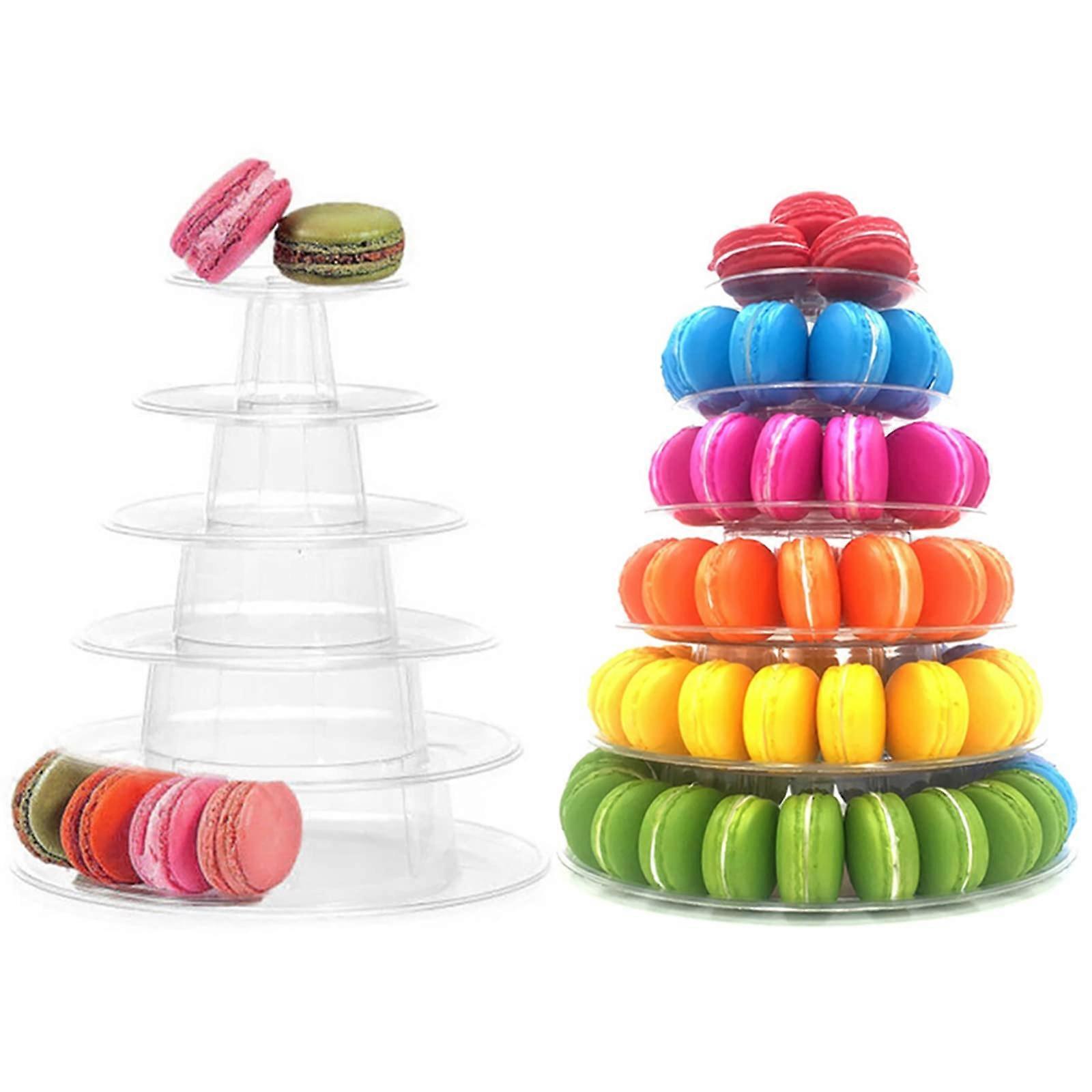6 Tiers Round Macaron Tower Cake Stand Macaron Display Rack for Birthday Wedding
