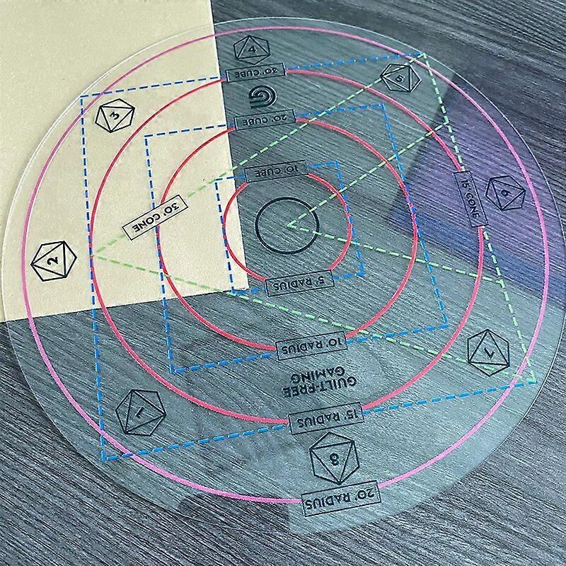 Hexers Spell Effects Damage AOE Template, Compatible with Dungeons and Dragons D&D DND Pathfinder RPG, templates for Line Cone Square or Circle Spells, converts inches to in Game feet