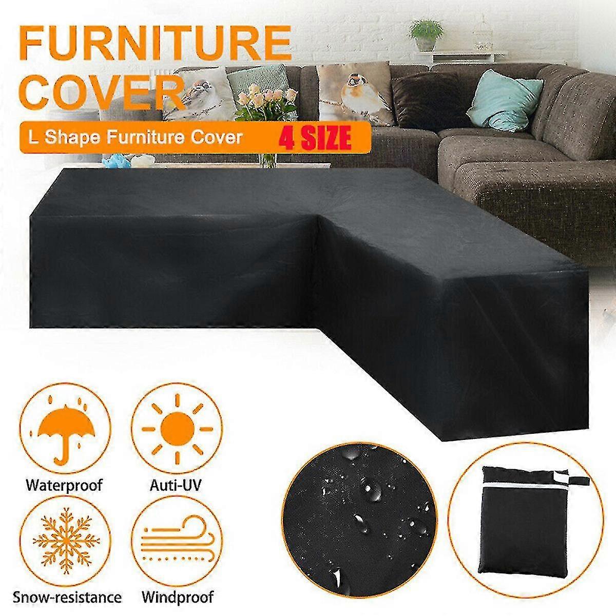 Angolo Divano Copertura Mobili Dust Cover Outdoor Table Cover, 215 * 215 * 87cm, nero