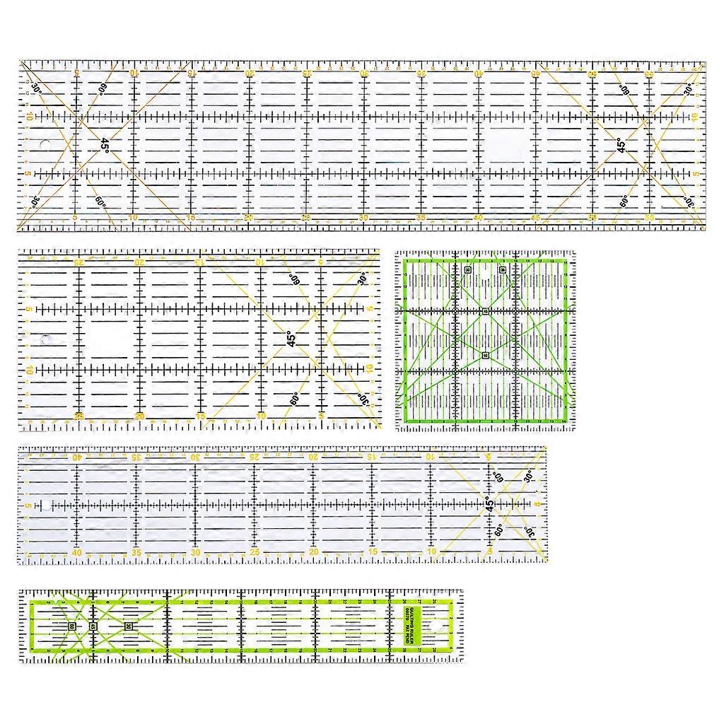 5pcs/set Rectangle Patchwork Quilting Drawing Straight Rulers Sewing Tailor Craf