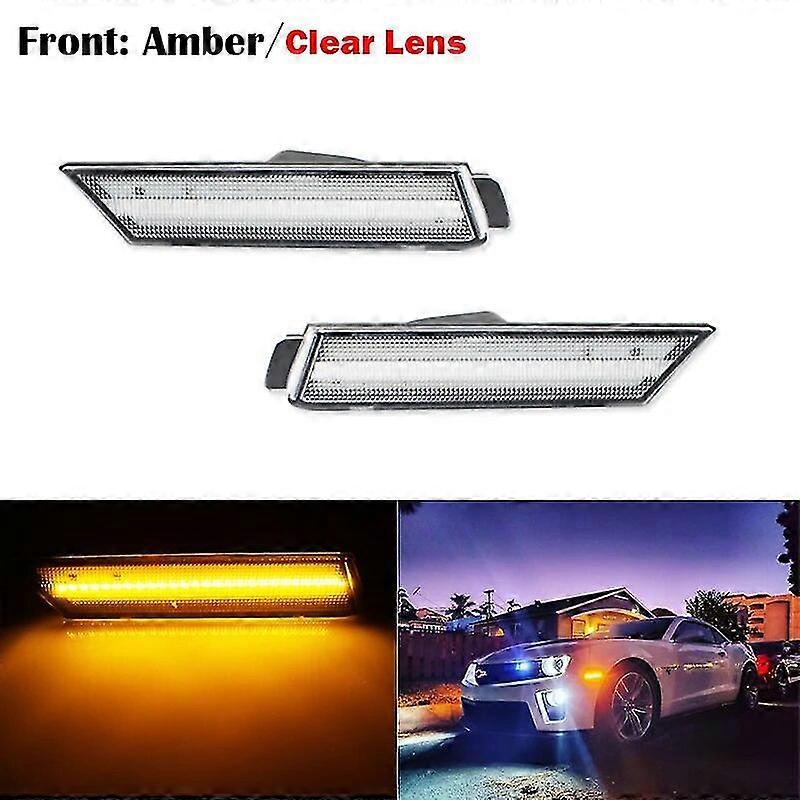 Gtinthebox Amber / Red LED Car Front / Rear Bumper Side Marker Turn Signal Lights For 2010-2015 Chevy Camaro Fender Flare Light
