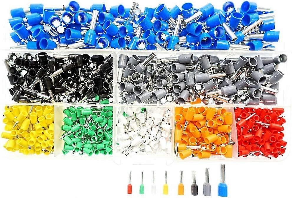 800Set Bootlace Ferrule Crimp Connector Insulated Cord Pin End Kit Assortment 0.5mm~6mmwith Storage Box