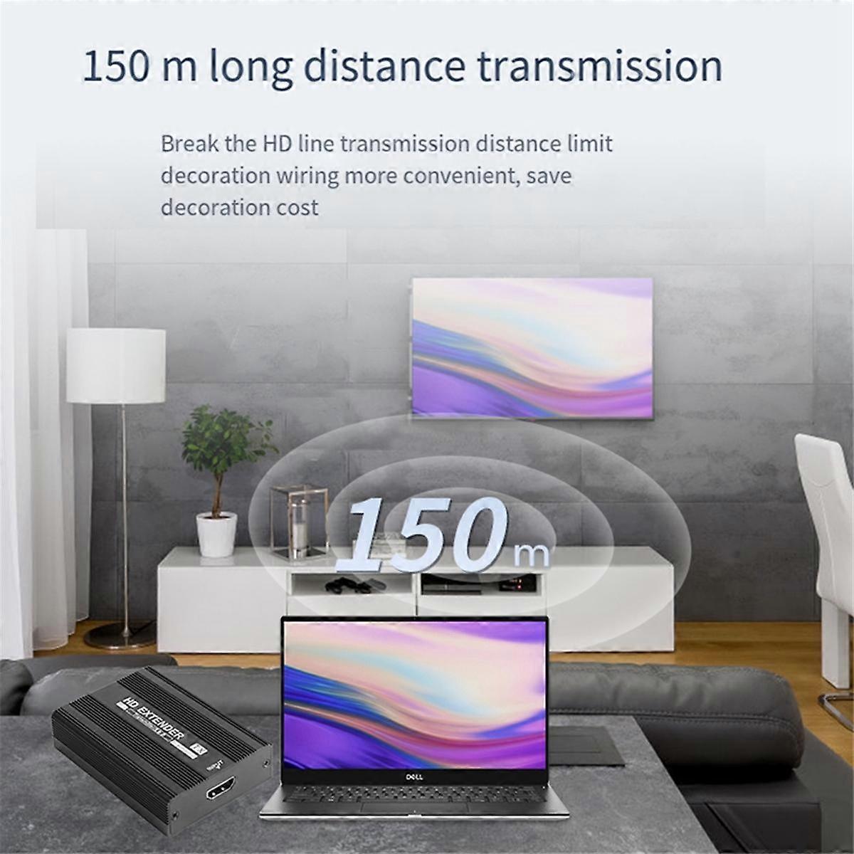 ET1815 150M HD Network Extender 1080P -Compatible Transmitter Receiver Support POE Power Supply with UK Plug