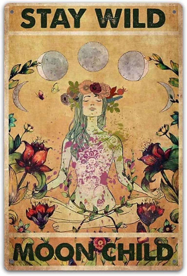 LINCMAN Stay Wild Moon Child Poster Flower Yoga Girl Poster Floral Girl Poster Yoga Lovers Yoga Girl