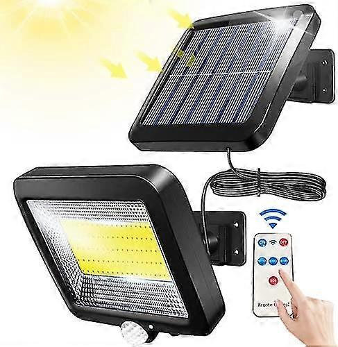 Outdoor solar light with remote control, waterproof sensor, bright light 100 LED IPX65
