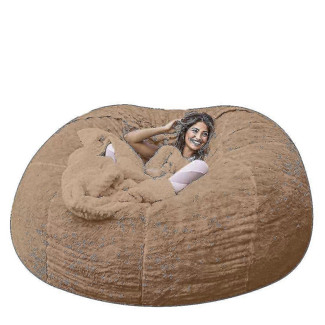 Lazy Sofa Bean Bag Artificial Furin Puff Sofa (excluyendo el relleno) -135 cm * 65 cm-caqui