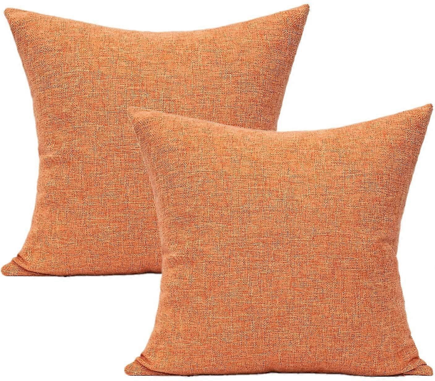 Orange Fall Hug Pillowcase Decorative Fall Square Solid Yellow Pillowcase Burlap Functional Cushion