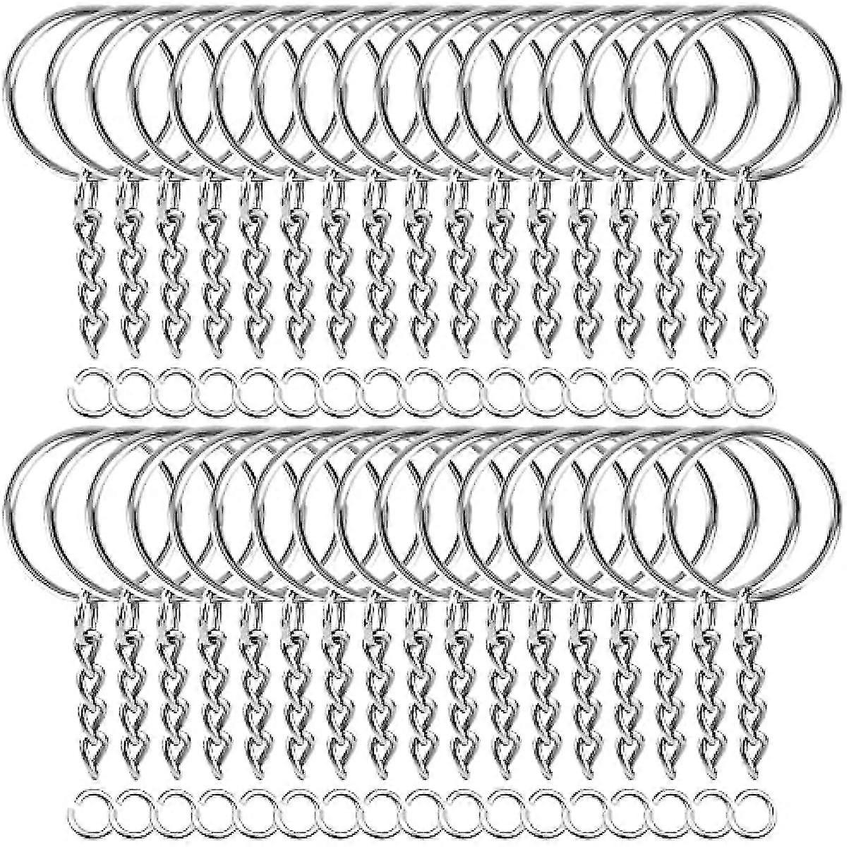 Keychain Making Supplies 50pcs Keychains With Chain And 50 Pcs Jump Rings Keychain Rings Kit Keychain Findings Bulk For Keychain Making Diy Crafts