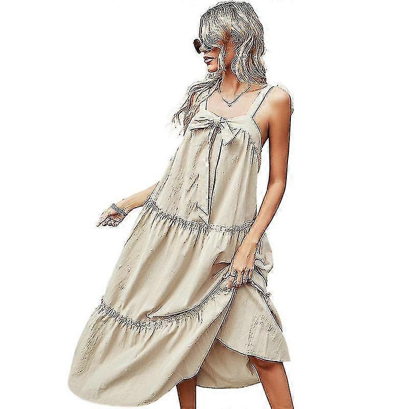 Nuova bretella Gonna lunga Fiocco Abito semplice