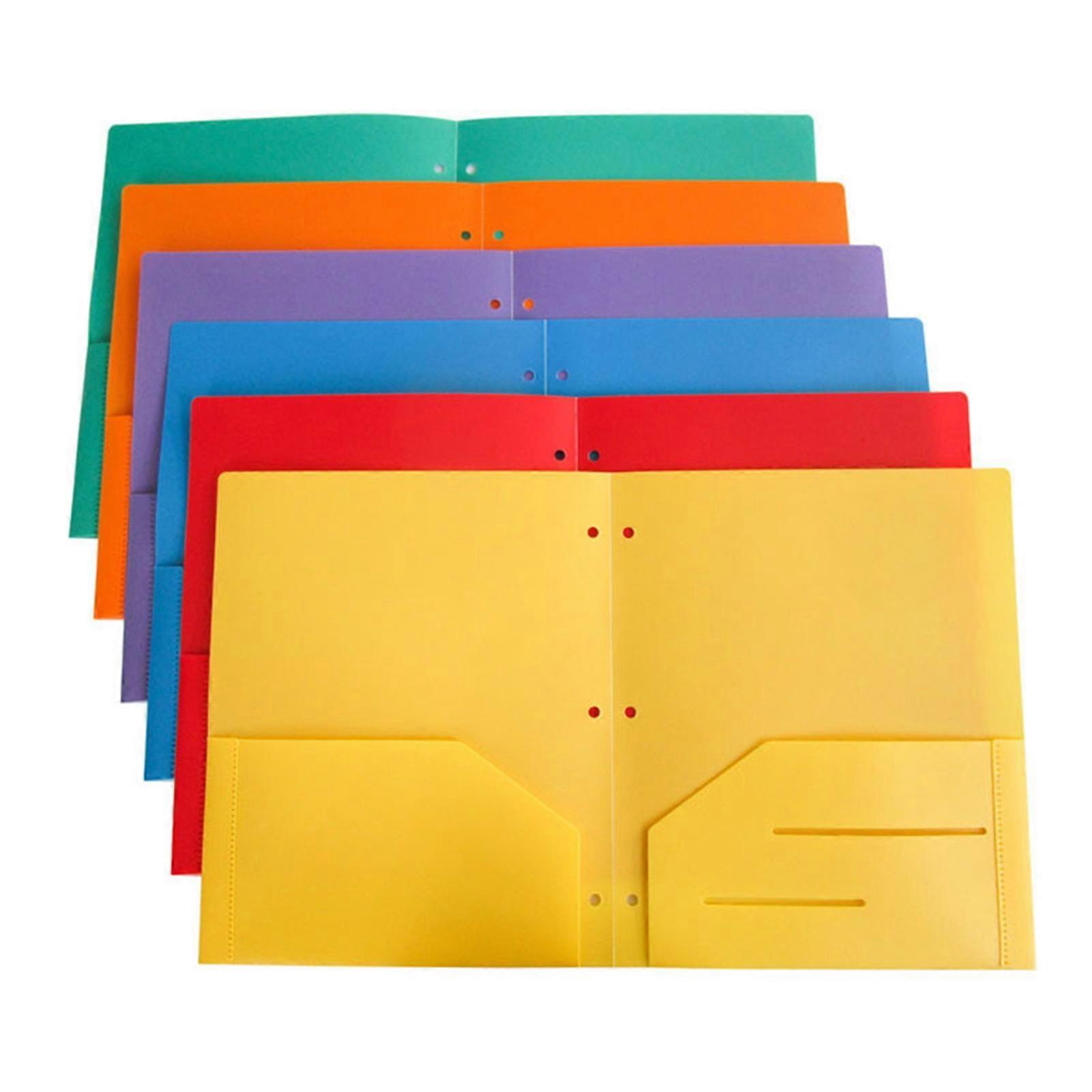 Double Pockets Colored Folders With 6 Piece Heavy Duty Durable File Storage Bag For Receipt Bills Document