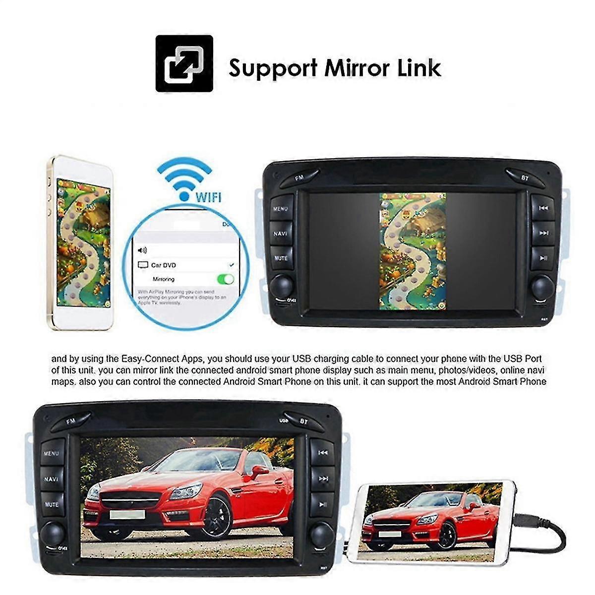 Android 10 Quad Core Car Media Player Radio Gps Wifi Bluetooth Steering Wheel Control For W209 1998-2006
