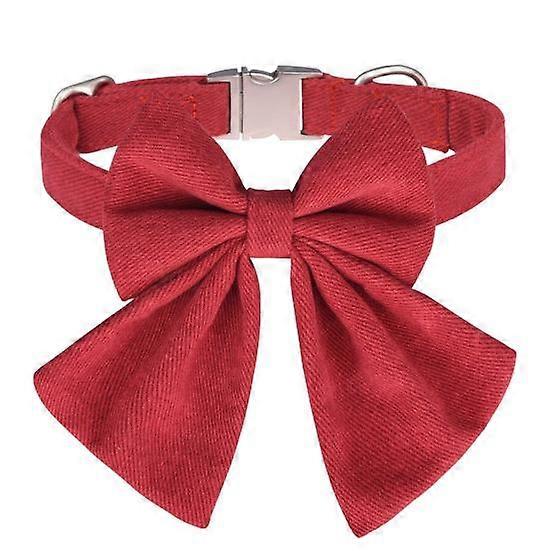 Dog Collar Can be Engraved Solid Color Bow Adjustable Puppy Collar Pet