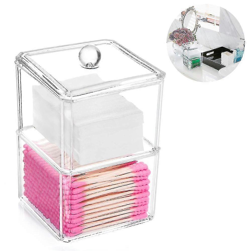 Acrylic Dispenser, Square Stackable Set Cosmetic Container With Lid
