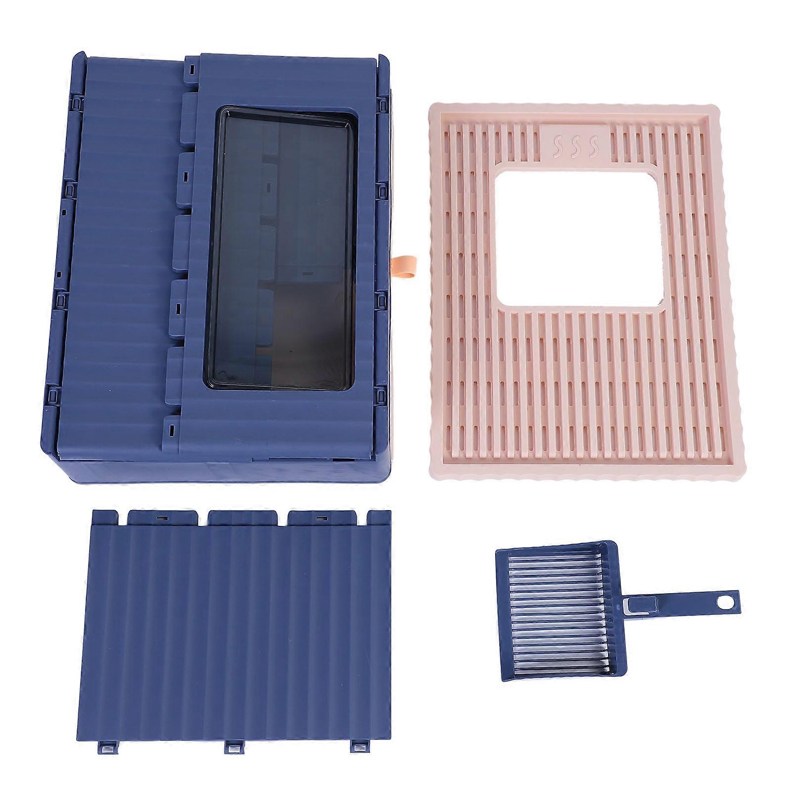 Foldable Cat Litter Box Plastic Top Entry Opening Semi Enclosed Reduce Odor Leakage Kitty Toilet