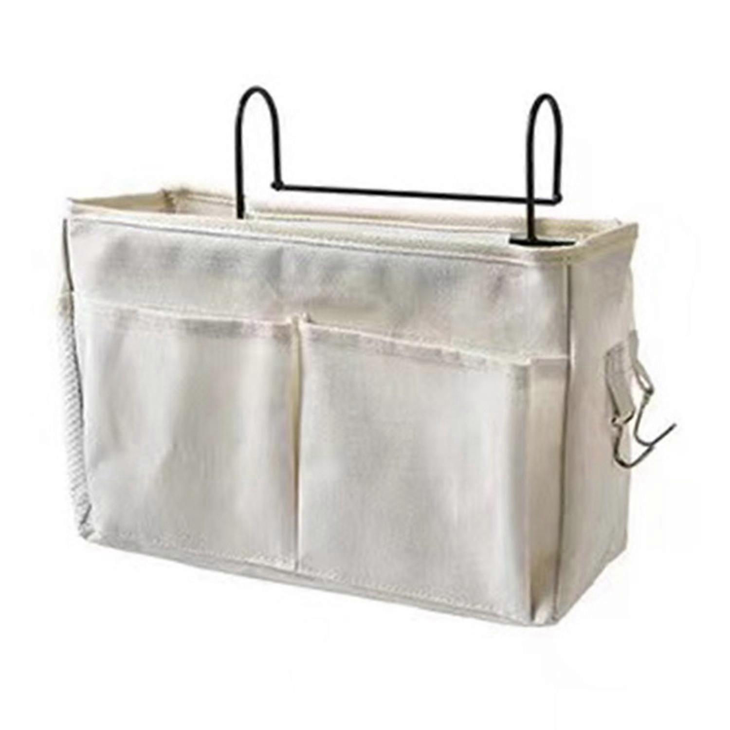 Bedside Storage Hanging Bag with Sturdy Hooks Large Capacity Multiple Compartments Waterproof Lining