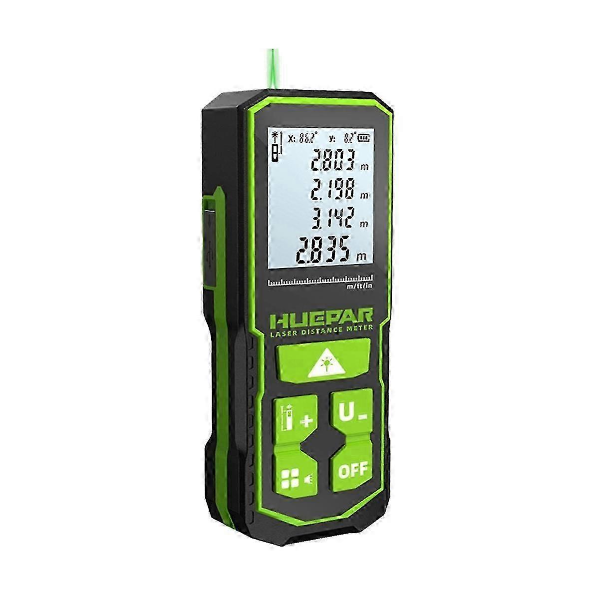 Digital Green Laser Distance Meter 60M Laser Tape Measure Rangefinder with LCD Angle Sensor Measurin