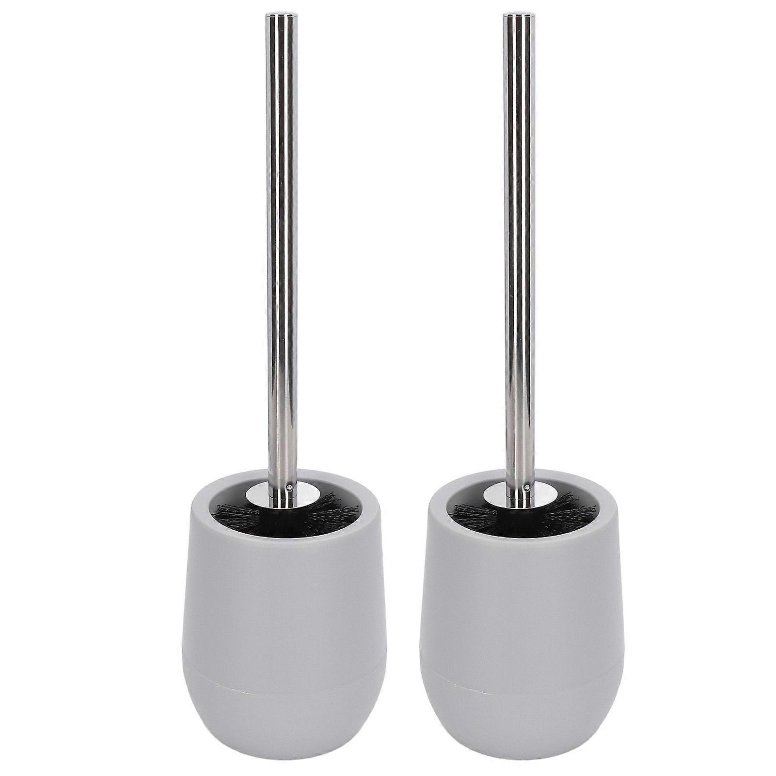 2sets Toilet Bowl Cleaner Brush Lockable Thread Convenient Practical Efficient Safe Reliable Durable Cleaning ToolsGray (2pcs/inner Box)