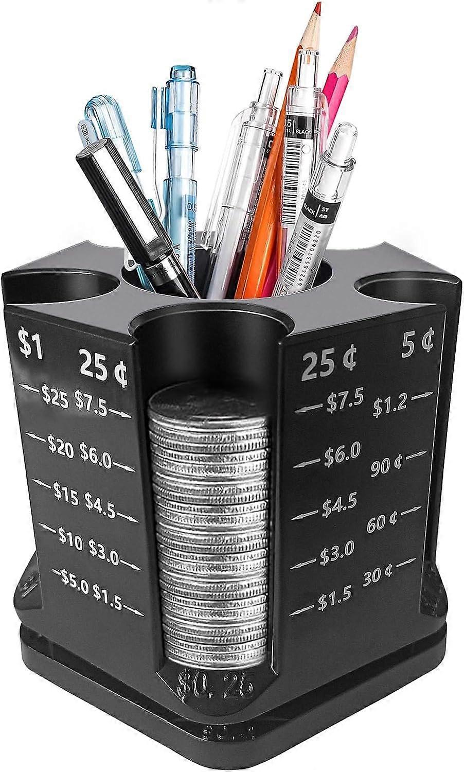 2 in-1 Coin Counter, Creative Desk Organizer, 360° Rotatable Design for Home Office