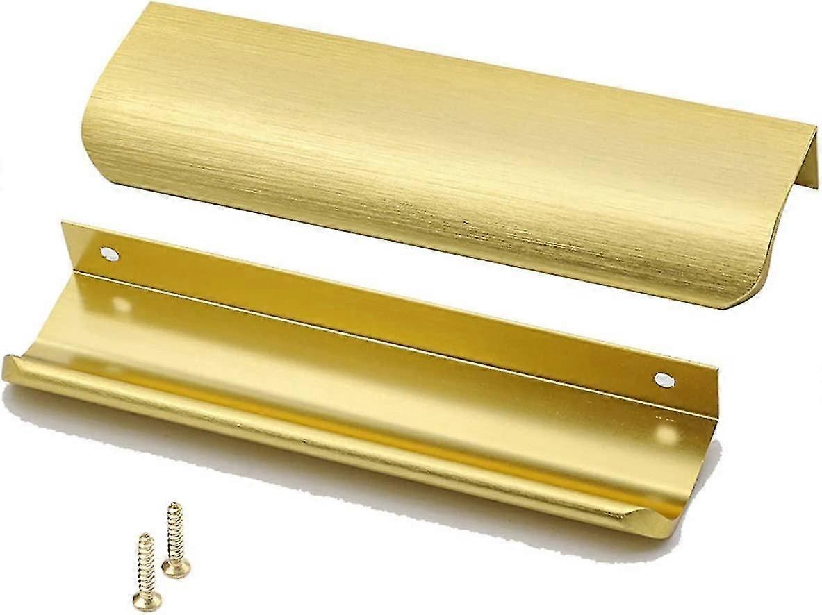 Finger Drawer Pulls Gold Edge Pull Pocket Door Pulls Hidden Cabinet Handles Cabinet Hardware 128mm/5in Hole Center Ls7027gd128, Gold2pcs