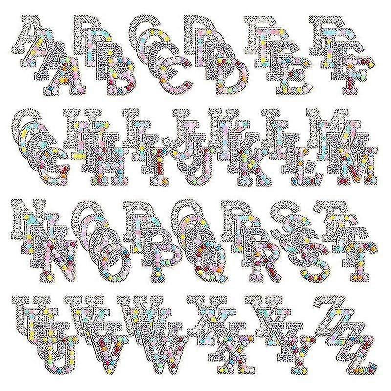 104 Pcs Pearl Rhinestone Alphabet Patches A-z Glitter