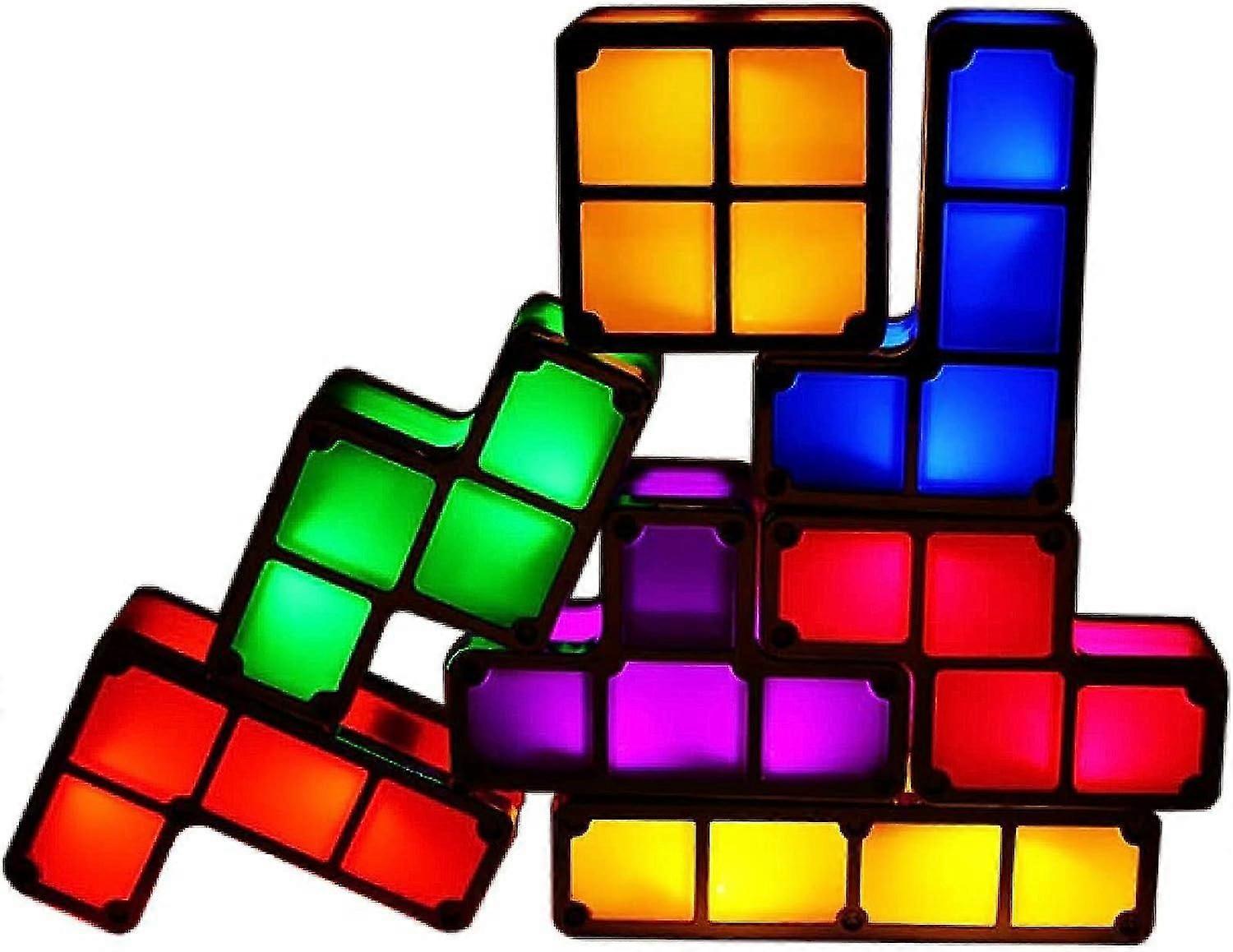 Tetris Stackable Night Light, Diy Led Desk Lamp With Interlocking Blocks For Kids Teens, Gamer Decor