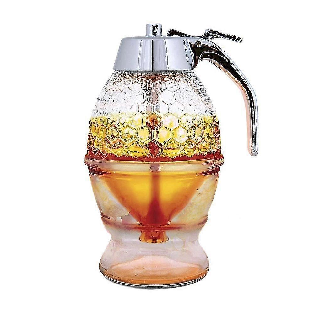 Honey Dispenser Maple Syrup Dispenser- Honey Comb Shaped Honey Pot - Honey Jar With Stand