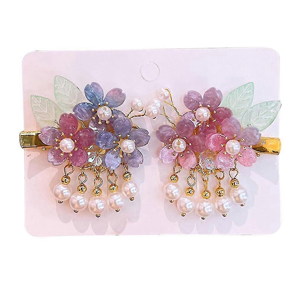 A Pair Of Flower Duckbill Hair Clips For Women Pearl Floral Accessories Vintage Barrettes Ornaments
