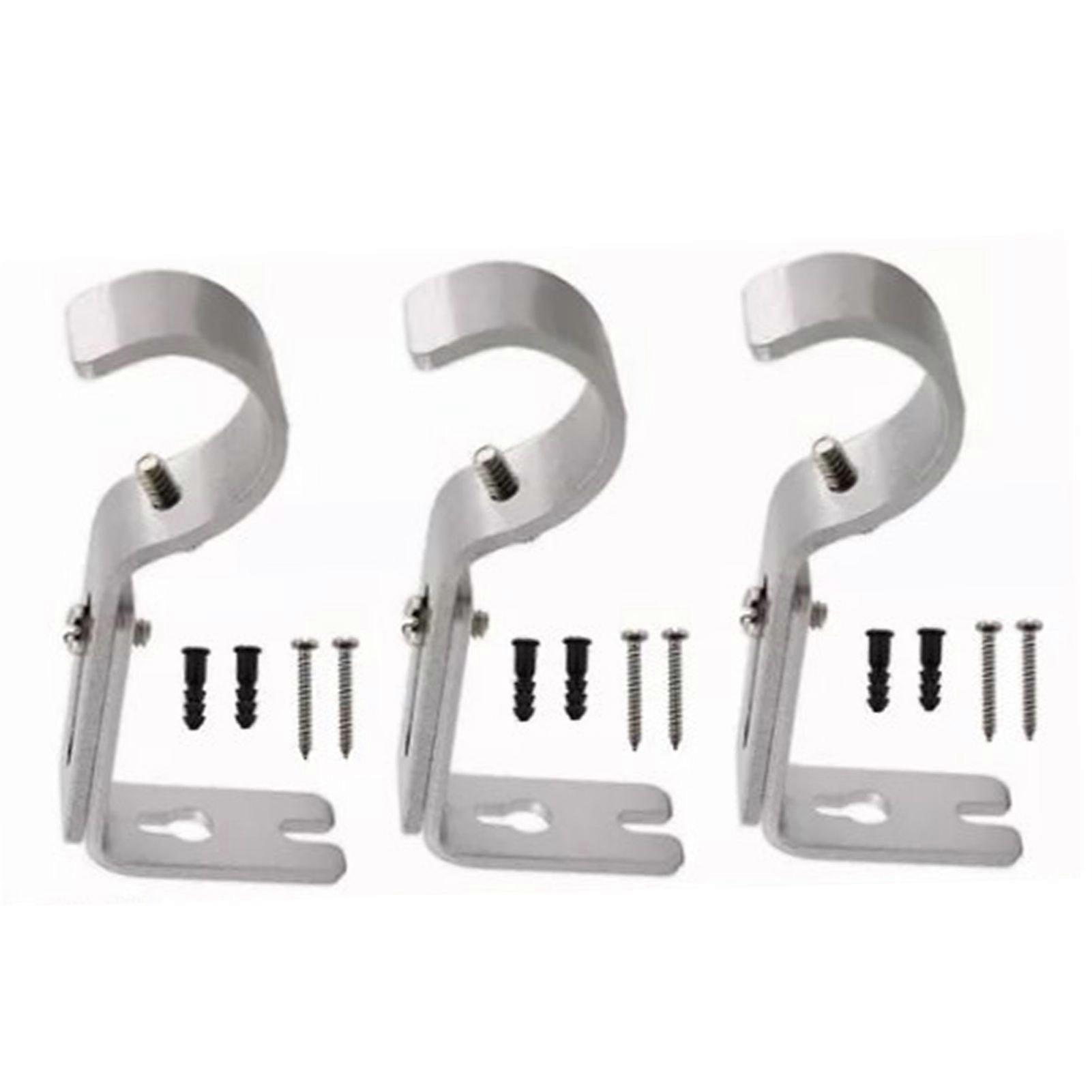3 Set Curtain Rod Bracket Wall Adjustable Modern Simple Iron Support Holder Silver